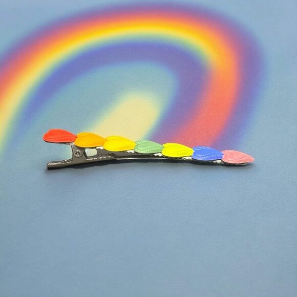 PRIDE HEARTS RAINBOW HAIR BARRETTE - Picture 5 of 8